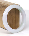 High-End Natural Icy Apple-Green Patches Jadeite Jade "Half Round" Bangle Bracelet (55.6mm)