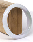 Baikalla Natural Icy Light Lavender W/ Oil-Green Patch Jadeite Jade "Half Round" Bangle Bracelet (62.9mm)