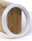 Baikalla Natural Icy Light Lavender W/ Oil-Green Patch Jadeite Jade "Half Round" Bangle Bracelet (62.9mm)