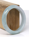 Baikalla Natural Light Blue-Green Jadeite Jade "Half Round" Bangle Bracelet (57mm)