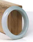 Baikalla Natural Light Blue-Green Jadeite Jade "Half Round" Bangle Bracelet (57mm)