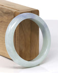 Baikalla Natural Light Green W/ Blue-Lavender Patches Jadeite Jade "Half Round" Bangle Bracelet (54.5mm)