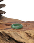 Baikalla Natural Icy Deep Forest Green Jadeite Jade Traditional Ring