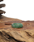 Baikalla Natural Icy Deep Forest Green Jadeite Jade Traditional Ring