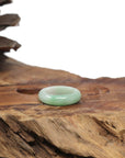 Baikalla Natural Icy Light Apple-Green Jadeite Jade Traditional Ring