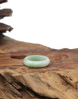 Baikalla Natural Icy Light Apple-Green Jadeite Jade Traditional Ring