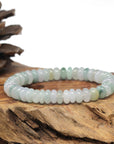 Baikalla Natural Icy Multi-Color Jadeite Jade Donut Shaped Bead Bracelet (9.4mm)