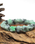 Baikalla Natural Apple-Green & Black Wuji Jadeite Jade "Dragon" Bead Bracelet