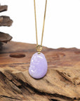 Baikalla Natural Lavender Jadeite Jade "RuYi" Pendant W/ 18ky Gold Bail