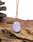 Baikalla Natural Lavender Jadeite Jade "RuYi" Pendant W/ 18ky Gold Bail