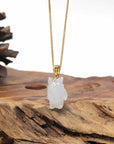 Baikalla Natural Icy Jadeite Jade "Shadow Ghost" Pendant W/ 14ky Gold Bail