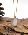 Baikalla Natural Icy Jadeite Jade "Shadow Ghost" Pendant W/ 14ky Gold Bail
