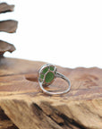 Baikalla™ Sterling Silver Deep Green Nephrite Jade Classic Ring For Her