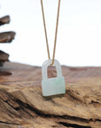 Baikalla Green Jadeite Jade Lock Necklace Pendant