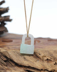 Baikalla Green Jadeite Jade Lock Necklace Pendant