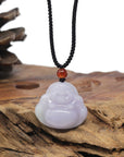 Baikalla Natural Lavender Jadeite Jade "Happy Buddha" Pendant Necklace