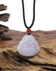 Baikalla Natural Lavender Jadeite Jade "Happy Buddha" Pendant Necklace