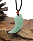 Baikalla Natural Apple-Green Jadeite Jade "Dragon Tooth" Pendant Necklace