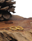 Baikalla Natural Icy Vibrant Apple-Green Jadeite Jade "Ping An Kou" (Good Luck Button) W/ 18k Gold Bamboo Hoop Earrings