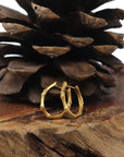 Baikalla Natural Icy Vibrant Apple-Green Jadeite Jade "Ping An Kou" (Good Luck Button) W/ 18k Gold Bamboo Hoop Earrings