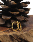 Baikalla Natural Icy Vibrant Apple-Green Jadeite Jade "Ping An Kou" (Good Luck Button) W/ 18k Gold Bamboo Hoop Earrings