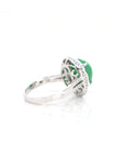 Baikalla Jewelry Jadeite Engagement Ring 18k White Gold Imperial Green Jadeite Jade Ring With Diamonds