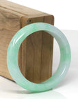 High-End Icy Vibrant Apple-Green Jadeite Jade Oval Bangle (57mm)