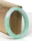 High-End Icy Vibrant Apple-Green Jadeite Jade Oval Bangle (57mm)