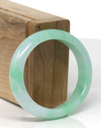 High-End Icy Vibrant Apple-Green Jadeite Jade Oval Bangle (57mm)