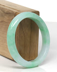 High-End Icy Vibrant Apple-Green Jadeite Jade Oval Bangle (57mm)
