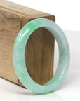 High-End Icy Vibrant Apple-Green Jadeite Jade Oval Bangle (54.1mm)