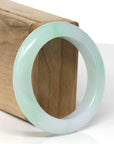 High-End Natural Icy Apple-Green Jadeite Jade "Half Round" Bangle Bracelet (53.3mm)