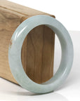 Baikalla Natural Light Blue-Green W/ Sajin Jadeite Jade "Half Round" Bangle Bracelet (55.5mm)