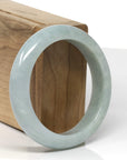Baikalla Natural Light Blue-Green W/ Sajin Jadeite Jade "Half Round" Bangle Bracelet (55.5mm)