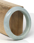 Baikalla Natural Light Blue-Green W/ Sajin Jadeite Jade "Half Round" Bangle Bracelet (55.5mm)
