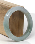 Baikalla Natural Icy Oil-Green Jadeite Jade "Half Round" Bangle Bracelet (56.4mm)