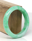 High-End Natural Vibrant Apple-Green Jadeite Jade "Half Round" Bangle Bracelet (56.7mm)