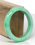 High-End Natural Vibrant Apple-Green Jadeite Jade "Half Round" Bangle Bracelet (56.7mm)