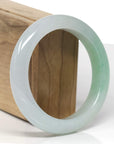 High-End Natural Icy Apple-Green Patch Jadeite Jade "Half Round" Bangle Bracelet (58.4mm)