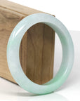 Baikalla Natural Apple-Green Jadeite Jade "Half Round" Bangle Bracelet (57.8mm)
