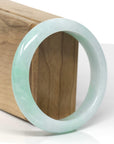 Baikalla Natural Apple-Green Jadeite Jade "Half Round" Bangle Bracelet (57.8mm)