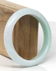 Baikalla Natural Apple-Green Patch Jadeite Jade "Half Round" Bangle Bracelet (59.7mm)