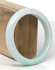 Baikalla Natural Apple-Green Patch Jadeite Jade "Half Round" Bangle Bracelet (59.7mm)