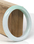 Baikalla Natural Apple-Green Patch Jadeite Jade "Half Round" Bangle Bracelet (59.7mm)