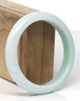 Baikalla Natural Apple-Green Patch Jadeite Jade "Half Round" Bangle Bracelet (59.7mm)