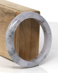 Baikalla Black Sesame Wuji Jadeite Jade "Half Round" Bangle Bracelet (55.2mm)