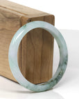 Baikalla Natural Deep Green Flower Jadeite Jade "Half Round" Bangle Bracelet (54.3mm)