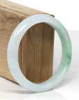 Baikalla Natural Icy Vibrant Green Patch Jadeite Jade "Half Round" Bangle Bracelet (57.5mm)