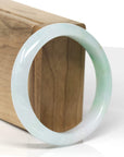 Baikalla Natural Icy Vibrant Green Patch Jadeite Jade "Half Round" Bangle Bracelet (57.5mm)