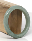 Baikalla Natural Deep Oil-Green Jadeite Jade "Half Round" Bangle Bracelet (57.8mm)